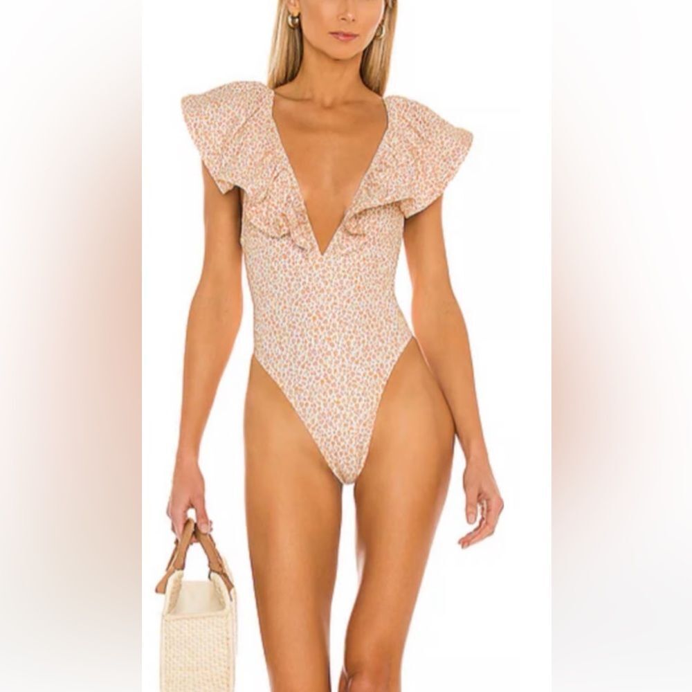 Tularosa Giamina One Piece in Orange Leopard Print Size Medium
